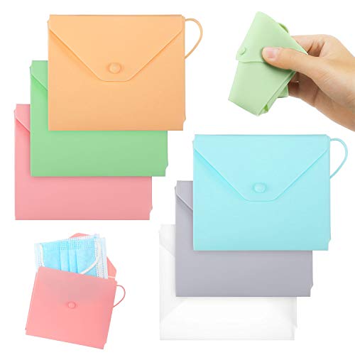 6 Pieces Face Covering Storage Clip Holder Face Covering Storage Case Box Foldable Storage Bag Portable Dust-proof Face Covering Container
