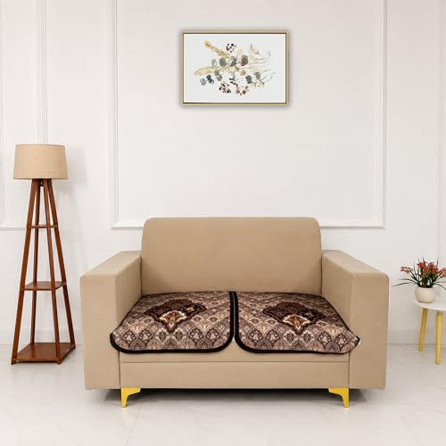 Image of Homerz Premium 'Maharaja Paradise Series' Sofa Cover | Net Fabric Sofa Cover | Washable, Anti-Dust Backed & Wrinkle Resistant Cover (Noor Mahal, 2 Seater, Only Seat Cover)