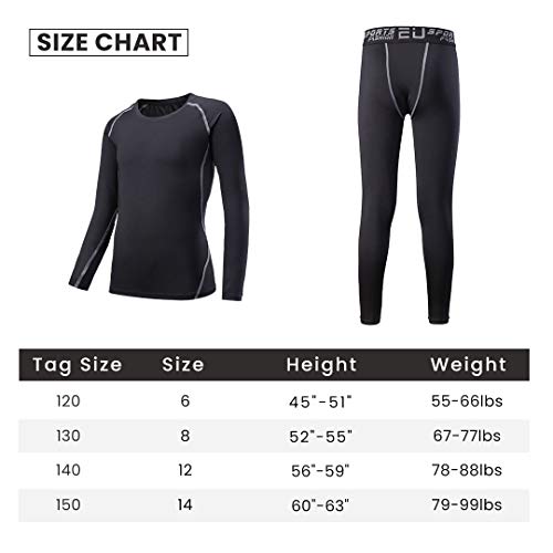 Image of 2 /3 /4 Pcs Boys Girls Base Layer Athletic Compression Leggings and Shirts Thermal Underwear Set Running Pants Tights