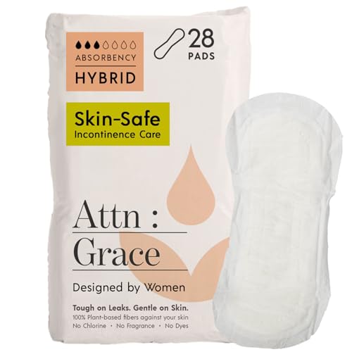 Attn: Grace Hybrid Incontinence Pads for Women 28-Pack - Plant-Based High Absorbency Breathable - Incontinence Pads for Light Bladder Leaks & Sensitive Skin