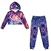 Yruonazao Galaxy Axolotl Cropped Hoodies for Girls Lounge Set Size 12-13 Cat Track Suit 2 Piece Outfits for Girls Jogger Set Long Sleeve Oversized Tops Pullover Sweatshirt Sweatpants for All Seasons