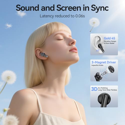 Image of Wireless Earbuds, Bluetooth 5.4 Headphones HiFi Stereo with 4 HD Mic, 50H Playtime Bluetooth Earbuds with Dual LED Display, IPX7 Waterproof Wireless Earphones, Touch Control Ear Buds,USB-C, Black