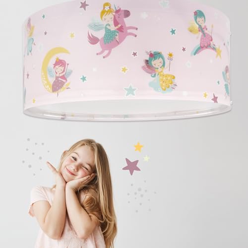 Plafones infantiles Dalber Hadas Rosa E27: lámpara de techo para dormitorio de niñas 2