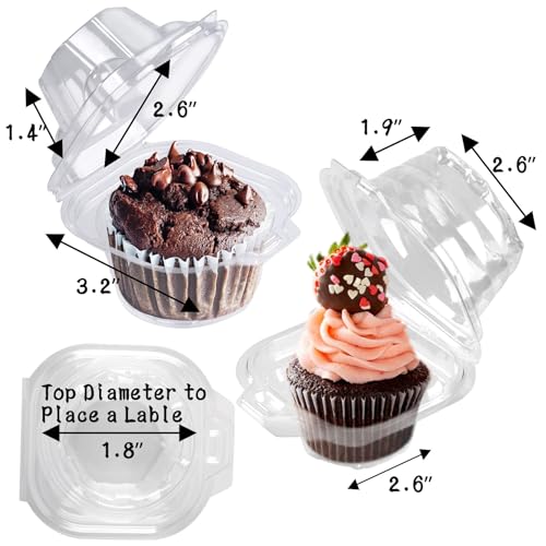 Image of NPLUX 150 Pack Individual Cupcake Containers Plastic Cupcake Box Stackable