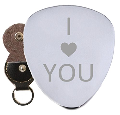 I Love You Cœur en acier médiator gravé en porte-clés support - Les Beatles, Paul McCartney, John Lennon, RIngo Starr, George Harrison I Love You Cœur en acier médiator gravé en porte-clés support