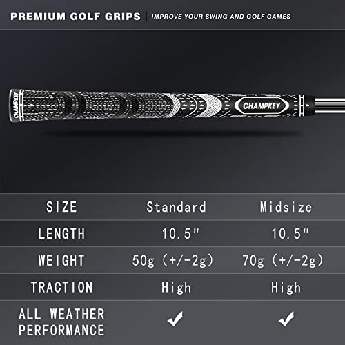 CHAMPKEY Premium Hybrid Golf Grips 13 Pack All Weather Performance Golf Club