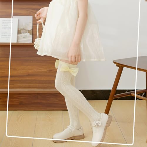 Pack of 1 Pair Girls Breathable Mesh Knee Length Socks Bowknot Accent Socks Stretchy Comfort for Ages 3-13 Years4
