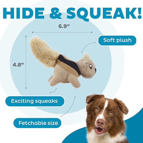Image of Outward Hound Squeakin' Squirrels - 3‑Pack Plush Squeaky Dog Toys for Puppies, Small Dogs & Hide-A-Squirrel Replacements