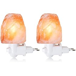 Lamparas De Sal Khewra OHLGT Lámpara de sal del Himalaya de la noche de la lámpara de cristal de la luz de la sal Lámpara de mano Tallada luz de la sal (Dos enchufes suspendidos)