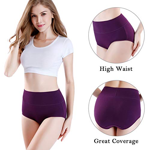 Image of wirarpa Women's Cotton Underwear High Waist Full Coverage Brief Panty Multipack