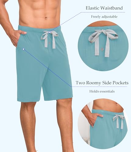 Image of CF Mens Pajama Shorts Bamboo Rayon & Cotton Sleep Shorts Lightweight Pants | Mens sleep shorts,Lightweight lounge pants,Bamboo rayon & cotton pajama shorts men,Soft pj bottoms with pockets 2 or 3 Pack