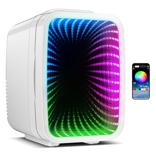 Image of BEICHEN Mini Fridge 4L /6 Can With APP Light Controller for Gaming Room | 4L compact design| APP-controlled customized gaming light | Silent & energy-saving | AC /DC for home & auto |White