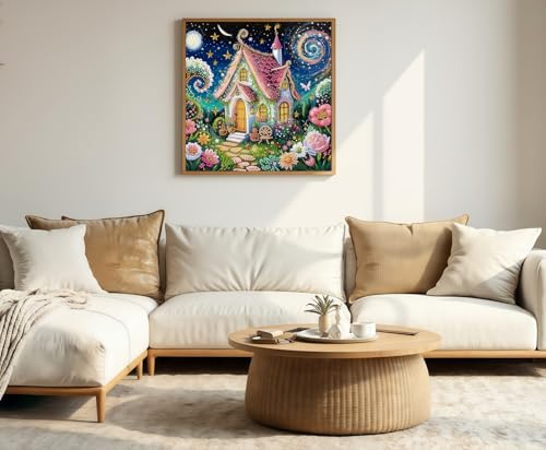 ArtIgle 5D Crystal Diamond Painting Kits for Adults, Fantasy Sky House Special Shape Diamond Art Kits, Diamond Crystal Art for Adults Beginners Clearance Home Wall Art Decor, 11.8 X 11.8 inch - Image 6