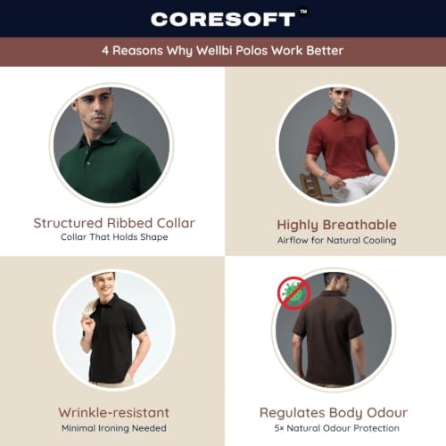 Image of Wellbi Eco-Friendly Bamboo Polo T Shirt | Mens Stylish Casual Regular Fit | Comfortable Soft | Trendy Breathable Lightweight | Quality Modern Essential Fashion