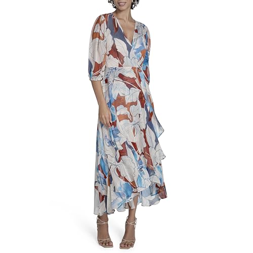 Calvin Klein Women's Chiffon Puff Sleeve Casual Dress