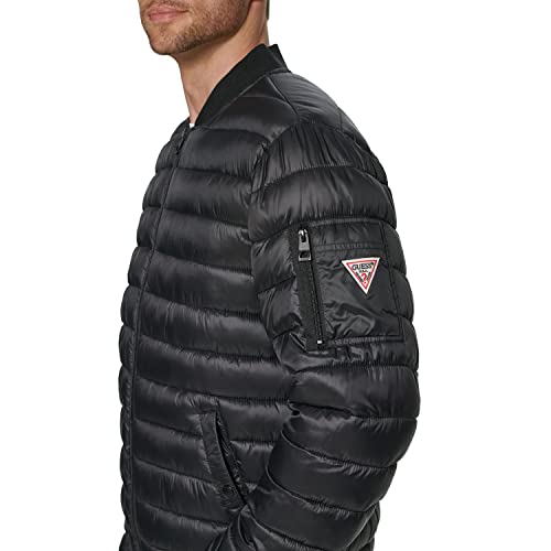 Guess Men's Light Weight Long Sleeve Elastic Cuffs Bomber, Black, Large #TOP2