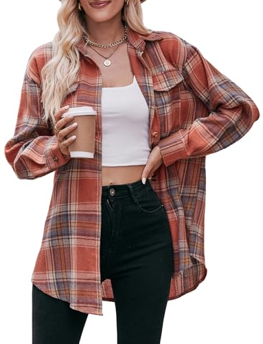 Shacket à carreaux pour femme veste chemise oversize casual boutonnée ample