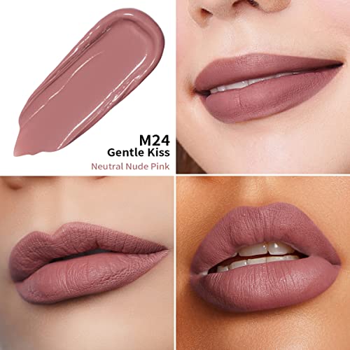 Oulac Nude Pink Lipstick Matte for Women Pink Nude Long Lasting Lip Stain - Image 2
