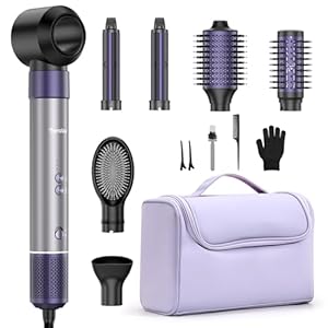 Teendow Airstyler 7-in-1 Haarstyler Set mit Tragetasche – Automatischer Lockenstab, Beach Waves Styler, Ionen-Haartrockner, Rundbürsten-Föhn & Glätteisen – Perfekt für Reisen
