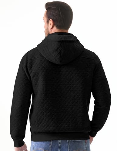 JMIERR Men's Quilted Hoodies Casual Long Sleeve Quarter-Zip Pullover Sweatshirt with Pockets3