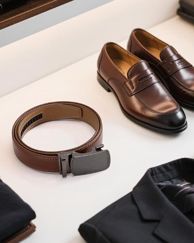 Image of CHAOREN Mens Dress Belt - Mens Ratchet Belt Leather for Dress Pant - Micro Adjustable Belts Fit Everywhere