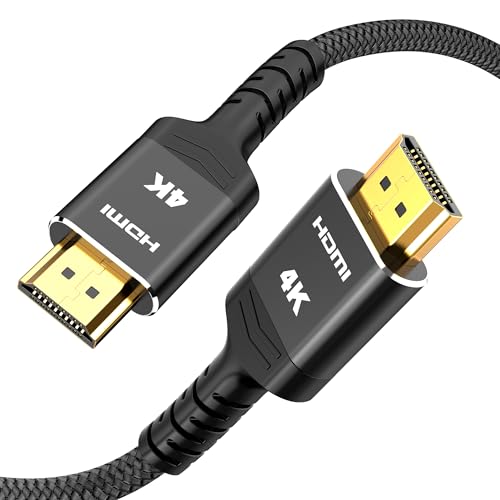 Highwings 4K HDMI Cable 6.6FT/2m - 4K@60Hz HDR Braided HDMI Cord, 18Gbps High Speed with Ethernet/ARC, 3D, HDCP 2.2, ARC, Compatible for PS-5/4/3/4K HDTV/Monitor/Projector/Streaming Media, Black