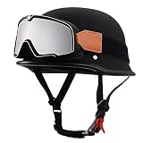 Casco Moto Jet Half-Helmet ECE Homologado Estilo Alemán Casco Moto Abierto Scooter con Hebilla Liberación Rápida Ajustable Casco De Motocicleta para Mujer Hombre Adultos 7,4XL