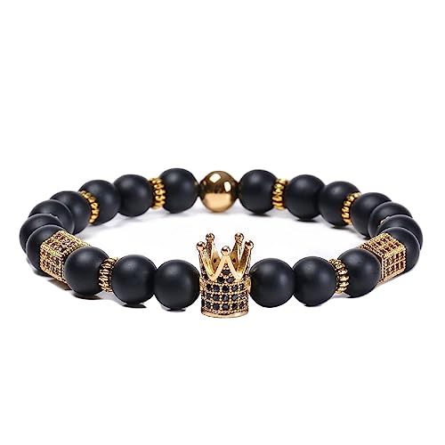 Bracelet élastique couronne en pierre naturelle 8mm, le bijou tendance du quotidien