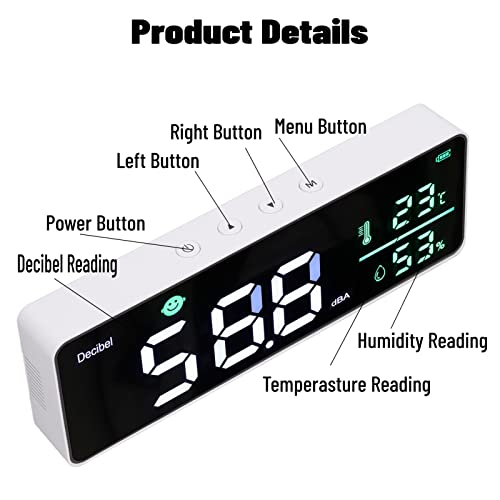 Wall Hanging Sound Level Meter Noise Decibel Meter 11in Large LED Display Screen Temperature Humidity Meter for Classroom - Image 2