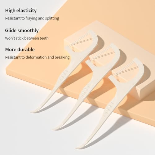 Y-Kelin Zwei-Faden Zahnseide-Sticks – 100 Stück, umweltfreundliche Zahnseide-Sticks aus Weizenstroh, nachhaltig & wiederverwendbar, vegan & tierversuchsfrei