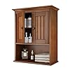 Treocho Wood Wall Cabinet Bathroom Medicine Cabinet Storage with Doors and Adjustable Shelf Rustic Cabinet Wall Mounted for Bathroom Livingroom Kitchen Cupboard Reddish Brown