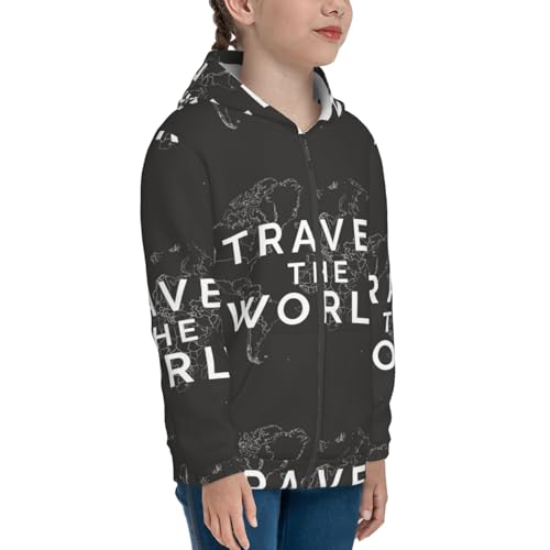 Travel The World1 Kid Hoodies Boys Zip Up Sweatshirts Girls