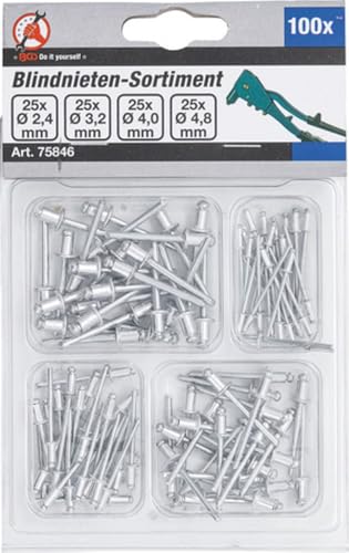 BGS Diy 75846 | Surtido de remaches ciegos | Ø 2,4 - 4,8 mm | 100 piezas