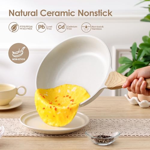 Image of SENSARTE Nonstick Ceramic Frying Pan Skillet, 12.5 Inch Omelet Pan, Healthy Non Toxic Chef Pan, Induction Compatible Egg Pan with Heat Resistant Handle, PFAS-Free, White