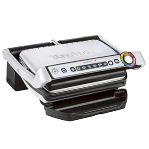 Tefal OptiGrill Kontaktgrill, 6 automatische Programme, Garstufenanzeige, passt Temperatur und Grillzyklus ans Grillgut an, antihaftbeschichtete abnehmbare Platten, Elektrogrill, Edelstahl, GC705D16