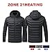 KVOTUU Heated Jacket for Men Women Full Zip Heating Hooded Coat Electric Warming Heated Jackets Winter Outdoor Warm Clothing Black