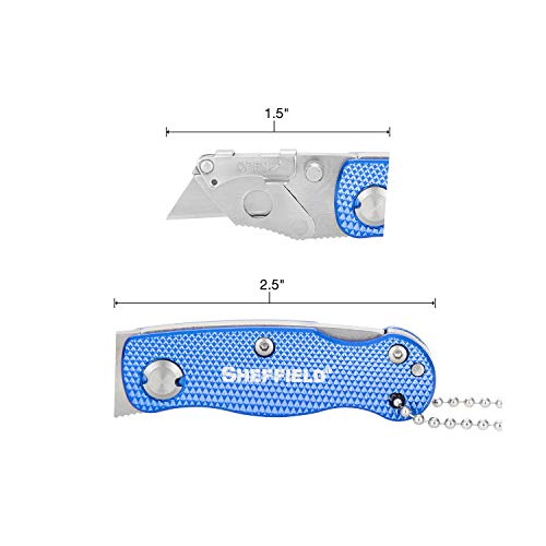 Image of Sheffield Mini Box Cutter, Mini Utility Knife Aluminum Handle, Accepts Mini Utility Blades, Keychain Knife for Home, Office, Trades, and Warehouse