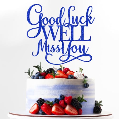 Kaoenla Good Luck We'll Miss You Cake Topper - For Graduation, Job Change, Farewell, Parting, Retirement, Housewarming Party Supplies (dark blue)