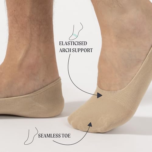 CALZITALY 6 Pairs Liner Cotton Socks Non Slip, Men's Casual No Show Invisible Socks, Italian Hosiery4