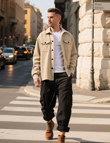 ZAFUL Men's Wool Blend Overcoat – Solid Color Single Breasted Long Winter Coat with Flap Pockets Jacket3