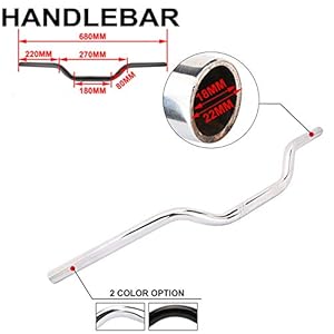 Guidon de moto 7/8″ Sportster – Guidon chromé Guidon universel pour harley Sportster XL 883 1200 Chopper sur mesure Bobber Softail Dyna Euro Style