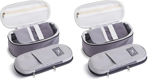 Image of Mr. Pen- Pencil Case Large, Fabric Pencil Pouch Large, Grey, Pen Bag, School Supplies, Pencil Pouch Cute (Pack of 2)