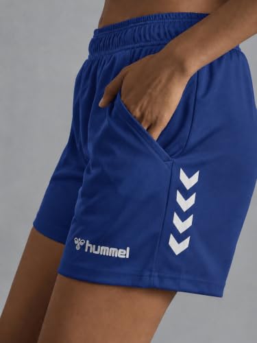 Image of hummel Evy Solid Regular fit Polyester Shorts for Women Comfortable Breathable Fabric Stretchable for Everyday Use Ideal for Yoga Training Gym Running or Performance