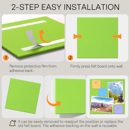 Image of MaxGear Large Cork Board for Wall 36 inch x 24 inch, Fruit Green Bulletin Board, 6 Pack Felt Wall Tiles with Pushpins, Cork Boards for Office Pin Board Tack Board Cork Boards