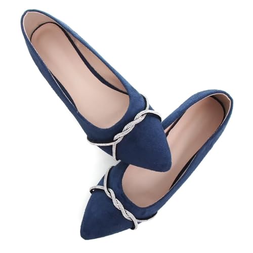 Image of TN TANGNEST Womens Casual Flats Chain Ballet Flats | Fashion Pointed Toe Rhinestone Flats, Comfort Slip On Dress Shoes for Business Work Office Wedding Party