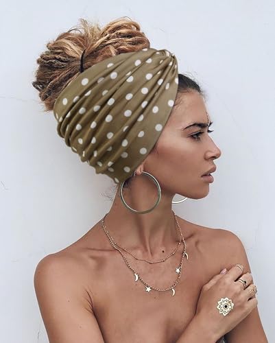Image of Tobeffect 7 Inches Polka Dots Headbands for Women, Extra Wide Fashion Turban Headband for Women's Hair, Large Thick Hairbands Bandana Head Band Accessories for Wig, Workout, Yoga, Sports