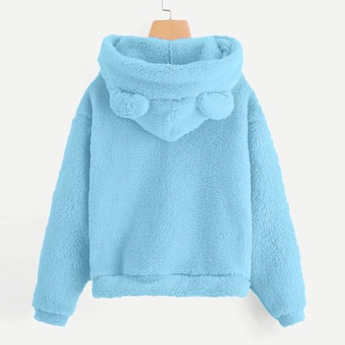 Uillui Girls Teddy Bear Hoodie Cute Ears Fleece Pullover Hoodies Teen Trendy Fall Winter Casual Long Sleeve Sweatshirt 4-15Y3