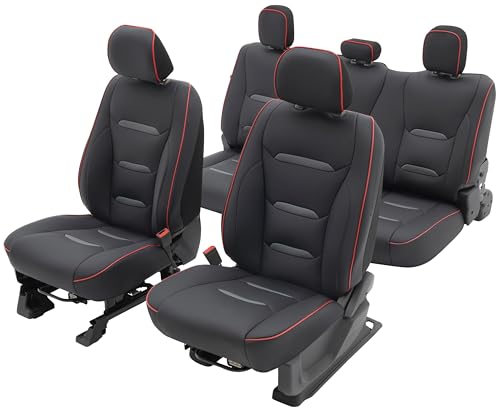 Ymucd for Ford F150 Seat Covers Front and Back Full Set Premium Faux Leather Full Warp Seat Covers Fit for 2009-2026 F150 (XL XLT STX Lariat Tremor) & 2017-2026 F250 F350 F450 Super Duty - Black
