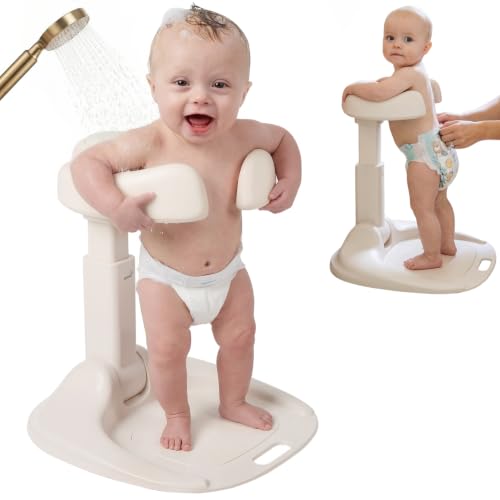 GROWNSY Baby Bath Stand for Babies 6 Months & Up Foldable Baby Shower Stand for Infants and Toddlers Adjustable Baby Shower Standing Support With Shower Holder