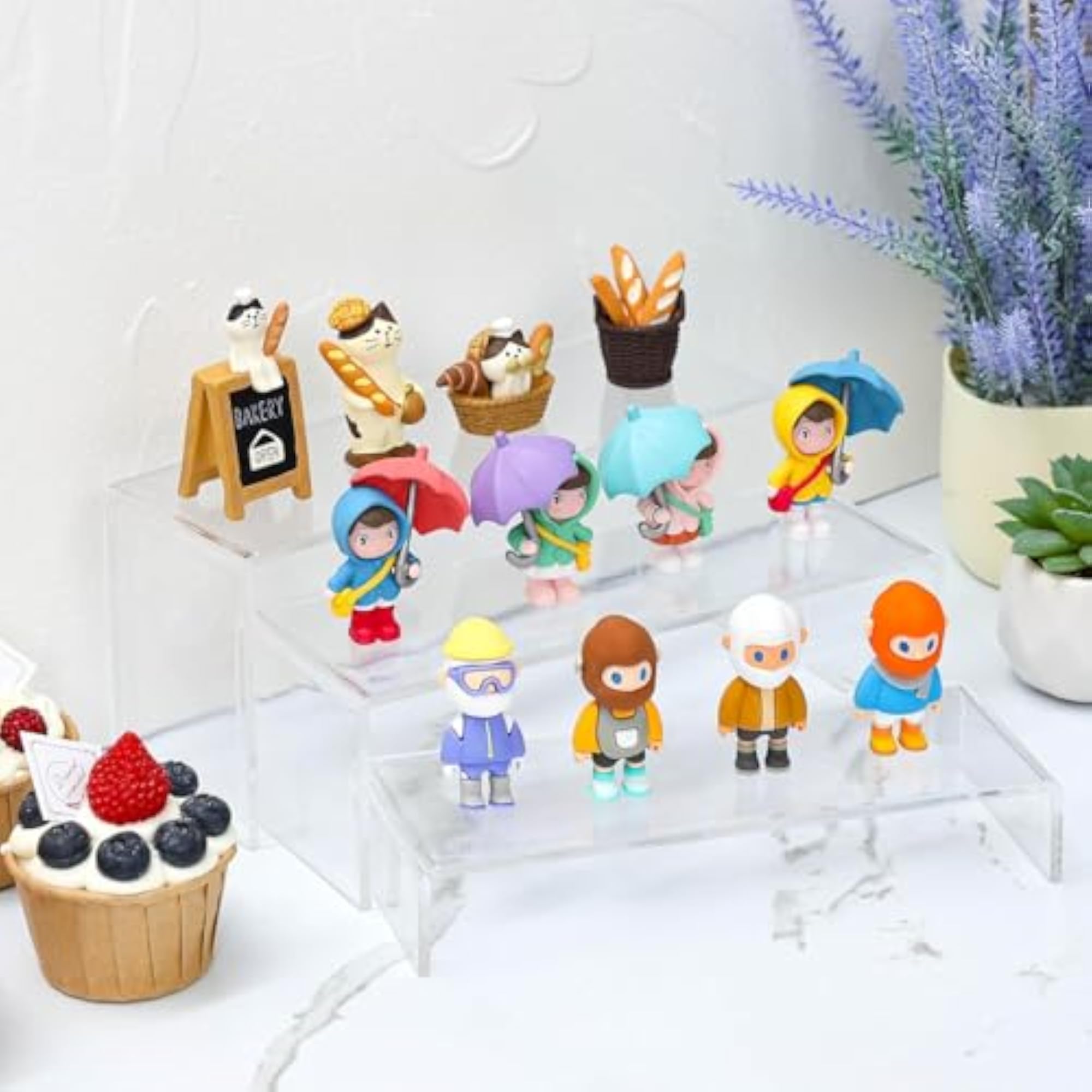 Acrylic Display Risers, 6Pcs Rectangular Tiered Table Shelves Stand